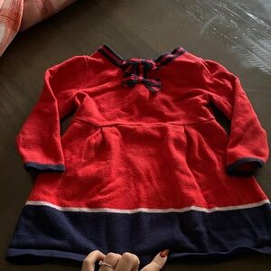 Janie and Jack Red Dress with Navy Stripes